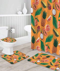 Fruit Shower Curtain Set for Summer Bathroom Decor