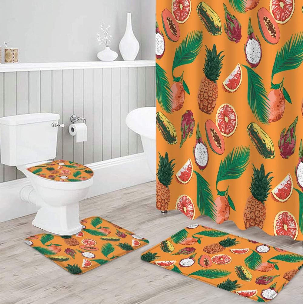 Fruit Shower Curtain Set for Summer Bathroom Decor