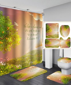 Fruit Trees Flower Waterproof Shower Curtain Set For Garden Lovers - Perfect Addition To Restroom Shower Curtains