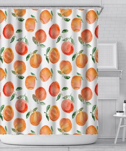 Fruit Water Resistant Fabric Shower Curtain Set for Bathrooms
