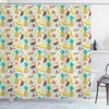 Fruits Abstract Graphic Kitchen Cafe Shower Curtain, Banana Pomegranate Pineapple Watermelon Lemo