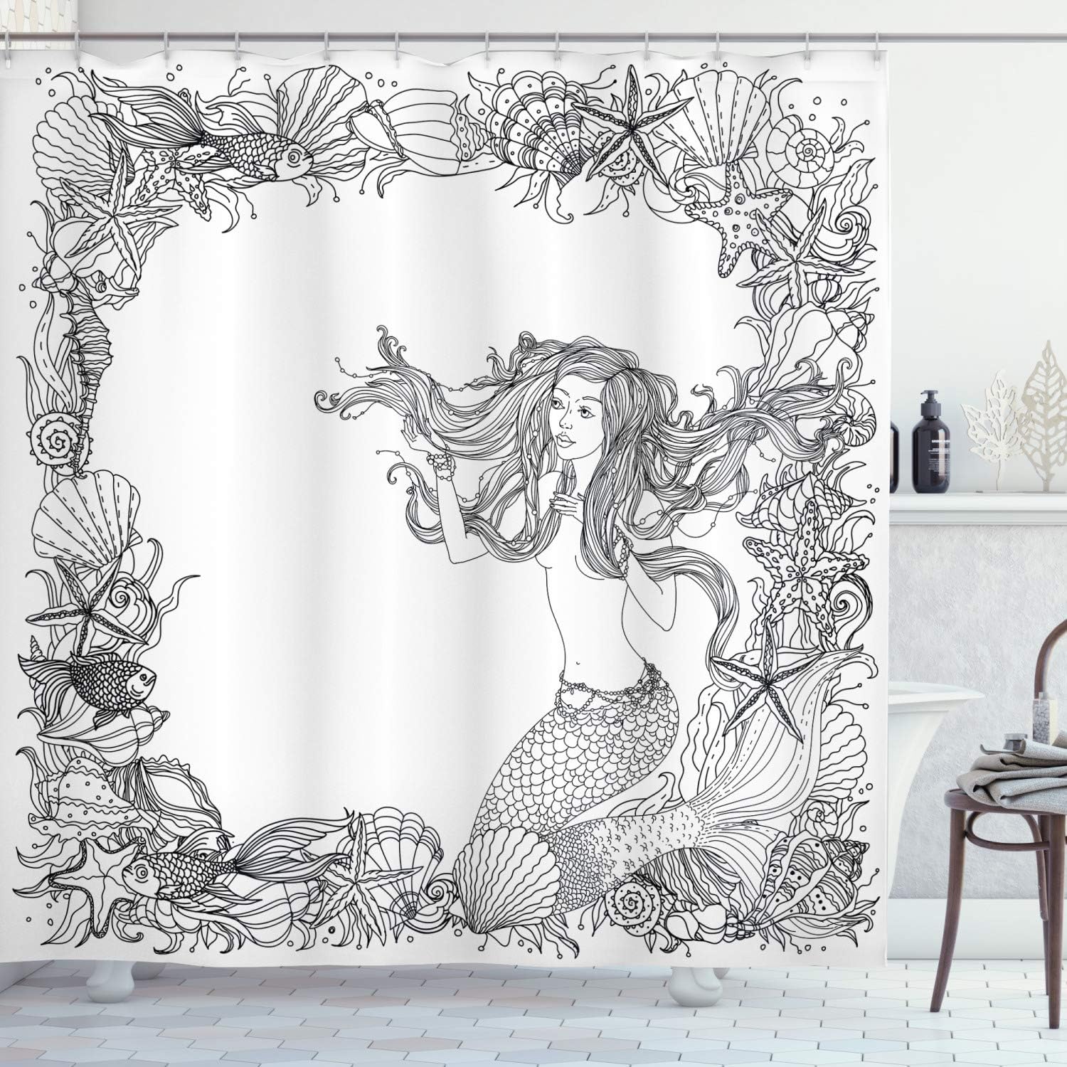 Fruits Pomegranate Orange Juice Kitchen Lemon Watercolor Illustration Shower Curtain, Cloth Fabric Bathroom Decors