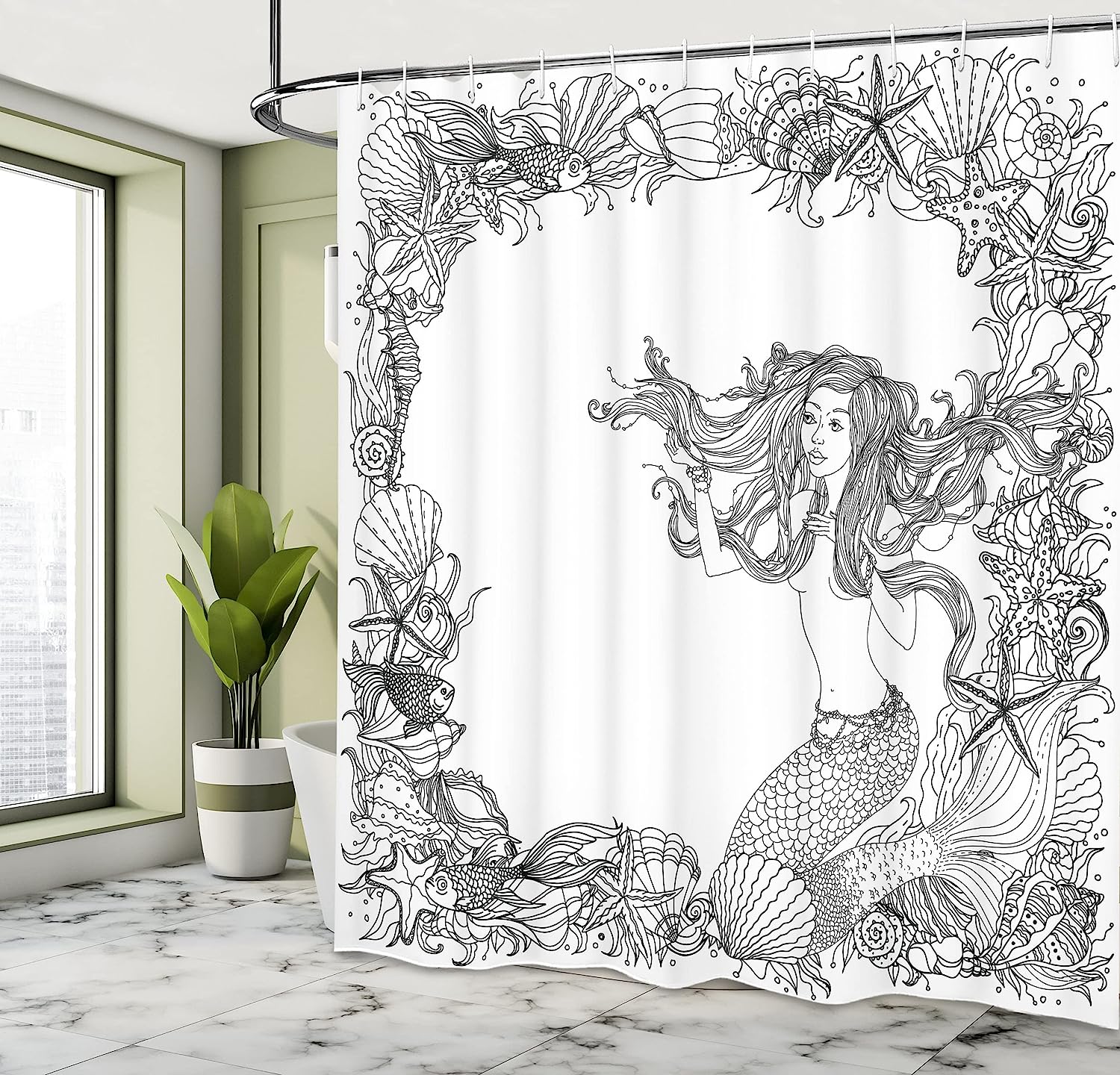 Fruits Pomegranate Orange Juice Kitchen Lemon Watercolor Illustration Shower Curtain, Cloth Fabric Bathroom Decors - Image 4