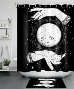 Full Moon And Prophet Hands Boho Shower Curtain For Bathroom