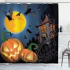 Full Moon And Pumpkins On Halloween Waterproof Shower Curtain Bathroom Decor