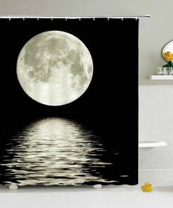 Full Moon And Water Reflection Shower And Bath Curtain Set For A Peaceful Bath