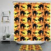 Full Moon Black Cat And Bat Shower Curtain - Eerie Halloween Decor