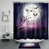 Full Moon Castle And Black Cat Shower Curtain - Classic Halloween Theme