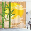 Full Moon Clouds Bamboo Asia Print Shower Curtain For Bathroom