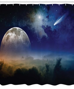 Full Moon Clouds Outer Space Shower Curtain for Bathroom