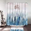 Full Moon Forest Painting Shower Curtain, Scenic Art For Nature-Inspired Bathroom Decor