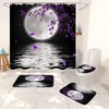 Full Moon Night With Purple Flower Shower Curtain For A Romantic Bathroom