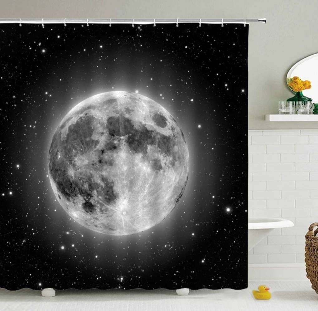 Full Moon Ocean View Shower And Bath Curtain Set For A Relaxing Bath