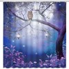 Full Moon Owl Shower Curtain with Bird and Forest Scenery for Enchanting Bathroom Decor