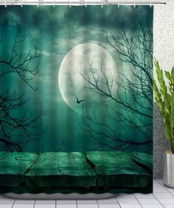 Full Moon Reflection In Water Bathroom Shower Curtain Set For A Relaxing Bath