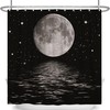 Full Moon Shower Curtain - Ocean Sea Water Cloud Bathroom Decor Starry Sky Shower Curtain Fabrics