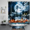 Full Moon Skull Pumpkin Horror Shower Curtain For Bathroom Decor - Halloween 