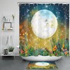 Full Moon Starry Sky And Cactus Flowers Shower Curtain For A Southwestern Bath