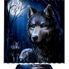 Full Moon Wolf Howl Shower Curtain with Animal Print for Wilderness Bathroom Decor 