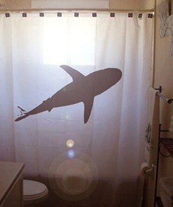 Full Set of Shark Shower Decor - Including Throw Pillow, Duvet Cover, Comforter, Yoga Towel, Kids Blanket and More