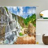 Full Size Curtain Set with Waterfall View Print, Waterproof for Bathroom Stall