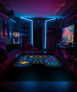 Full Size Gaming Room Rugs for Teen Boys' Bedroom with Game Controller Design, Perfect for Rug Decor Home