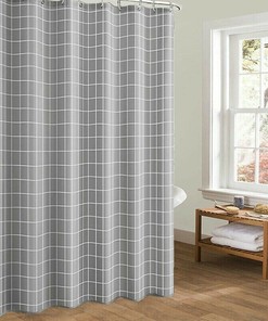 Full Size Geometric Pattern Shower Curtain Hook Set, Waterproof And Chic For Bathroom Decor