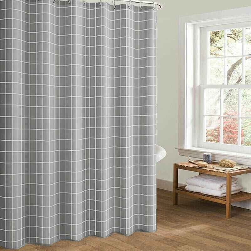 Full Size Geometric Pattern Shower Curtain Hook Set, Waterproof And Chic For Bathroom Decor