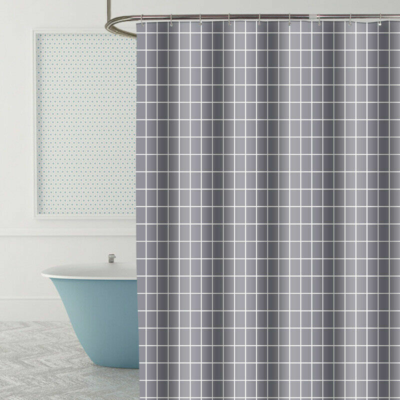 Full Size Geometric Pattern Shower Curtain Hook Set, Waterproof And Chic For Bathroom Decor