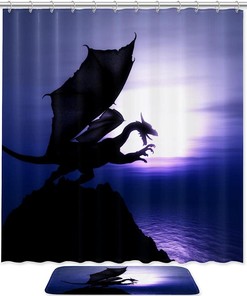 Full Size Luxury Bathroom Shower Curtain - Purple Dragon Print