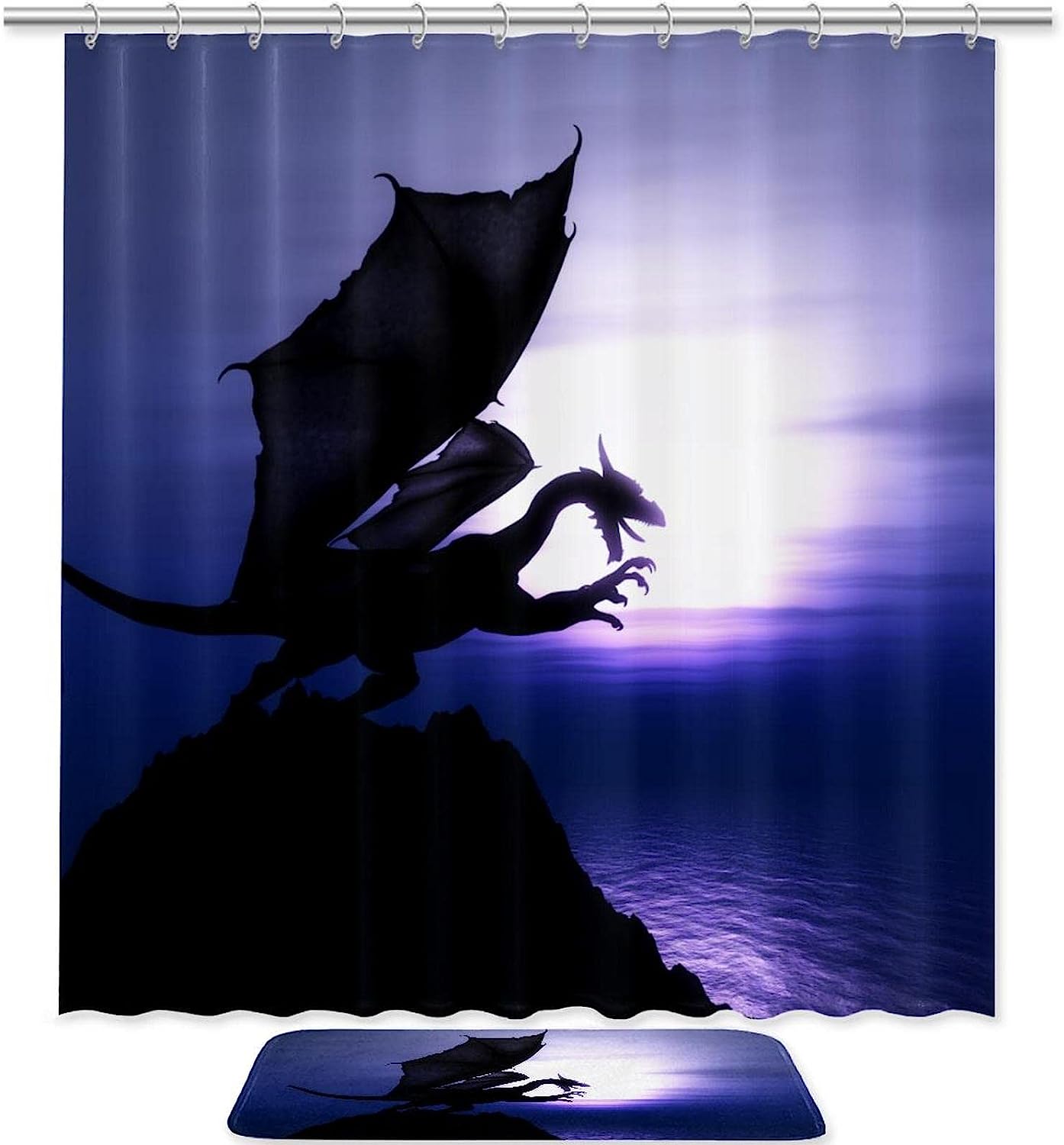 Full Size Luxury Bathroom Shower Curtain - Purple Dragon Print