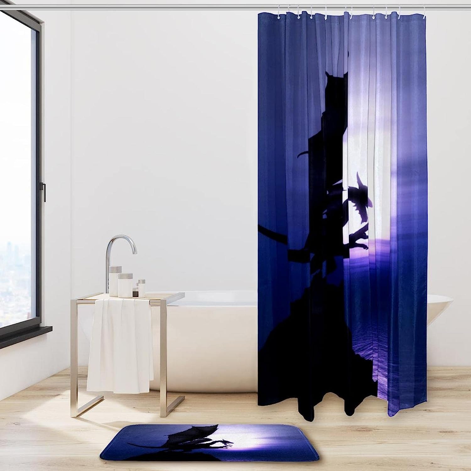 Full Size Luxury Bathroom Shower Curtain - Purple Dragon Print