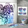 Full Size Luxury Bathroom Shower Curtain - Purple Octopus Print