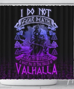 Full Size Shower Curtain with Warrior Valhalla Norse Vikings Pattern, 3D Print Waterproof for Bathroom/Laundry