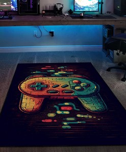 Full Size Teen Boys' Gaming Room Rugs with Game Controller Design, Perfect for Style Game Room Decor