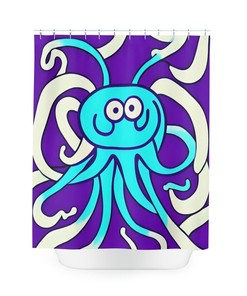 Full Size Unique Bathroom Dcor with Purple Octopus AI Art Design Print