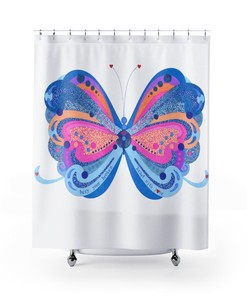Full-Size Butterfly Shower Curtain For Complete Bathroom Decor
