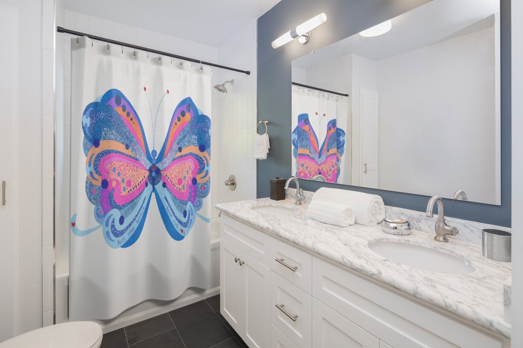 Full-Size Butterfly Shower Curtain For Complete Bathroom Decor - Image 2