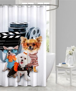 Fun 3D Pet Dog Film Roll Animal Print Shower Curtain For Your Bathroom