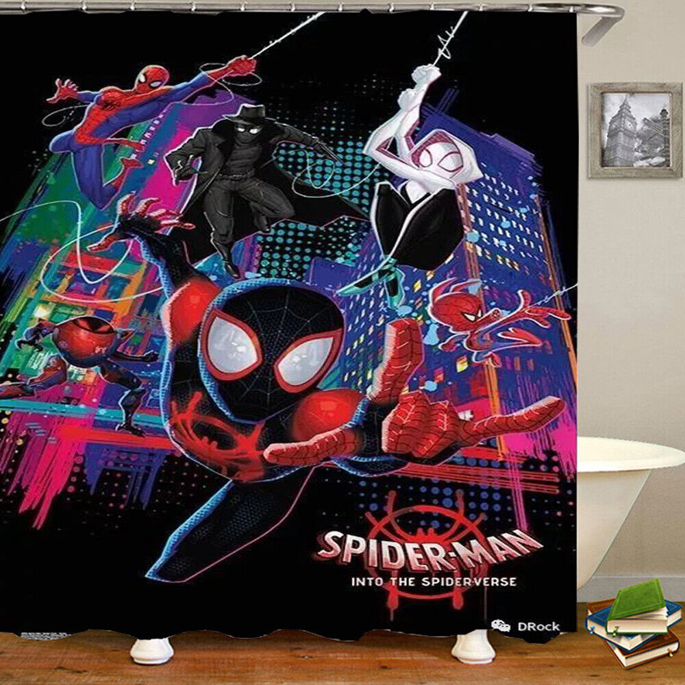 Fun 3D Spiderman Full Printed Design Shower Curtain Art Bathroom Decor - Image 2