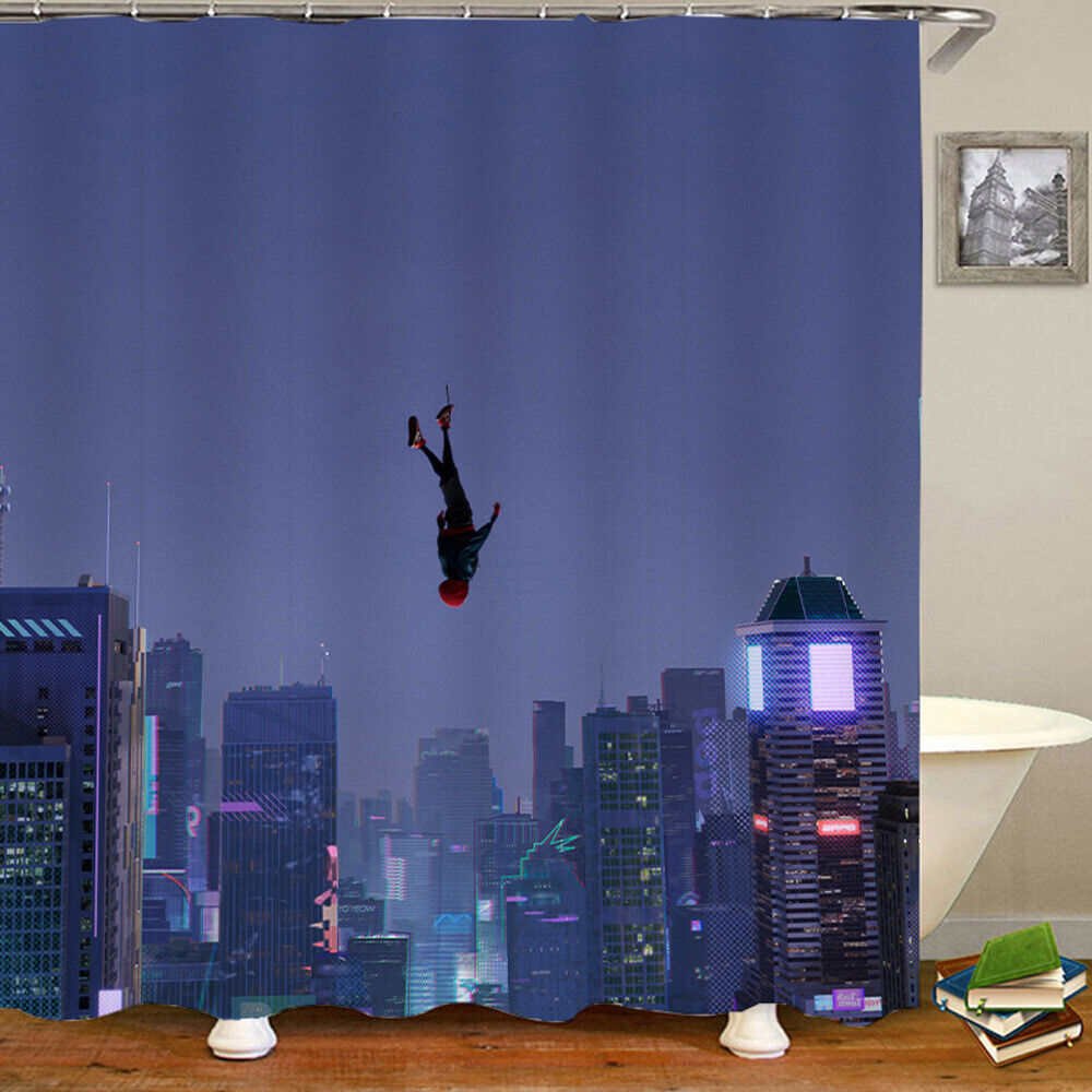 Fun 3D Spiderman Full Printed Design Shower Curtain Art Bathroom Decor - Image 3