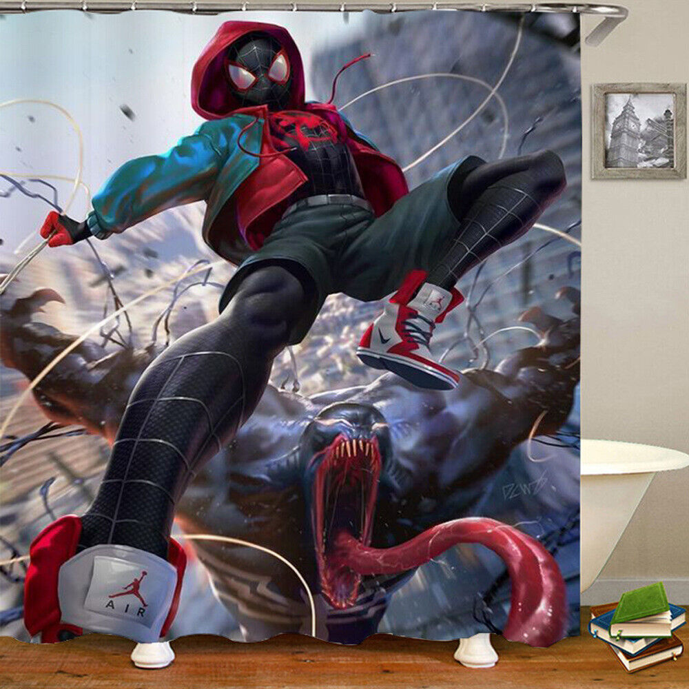 Fun 3D Spiderman Full Printed Design Shower Curtain Art Bathroom Decor - Image 4