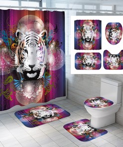 Fun 3D Tiger Animal Bathroom Shower Curtain For Your Bathroom