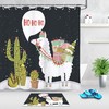 Fun Alpaca Cactus Merry Christmas Waterproof Fabric Shower Curtain for Bathroom Decor