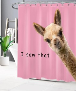Fun Alpaca Llama Shower Curtain with Inspirational Quotes for Kids Bathrooms
