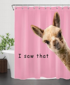 Fun Alpaca Llama Shower Curtain with Inspirational Quotes for Kids Bathrooms