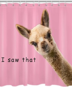 Fun Alpaca Llama Shower Curtain with Inspirational Quotes for Kids Bathrooms