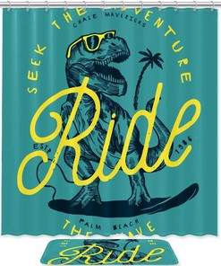 Fun And Colorful Dinosaur Adventure Pattern Shower Curtain