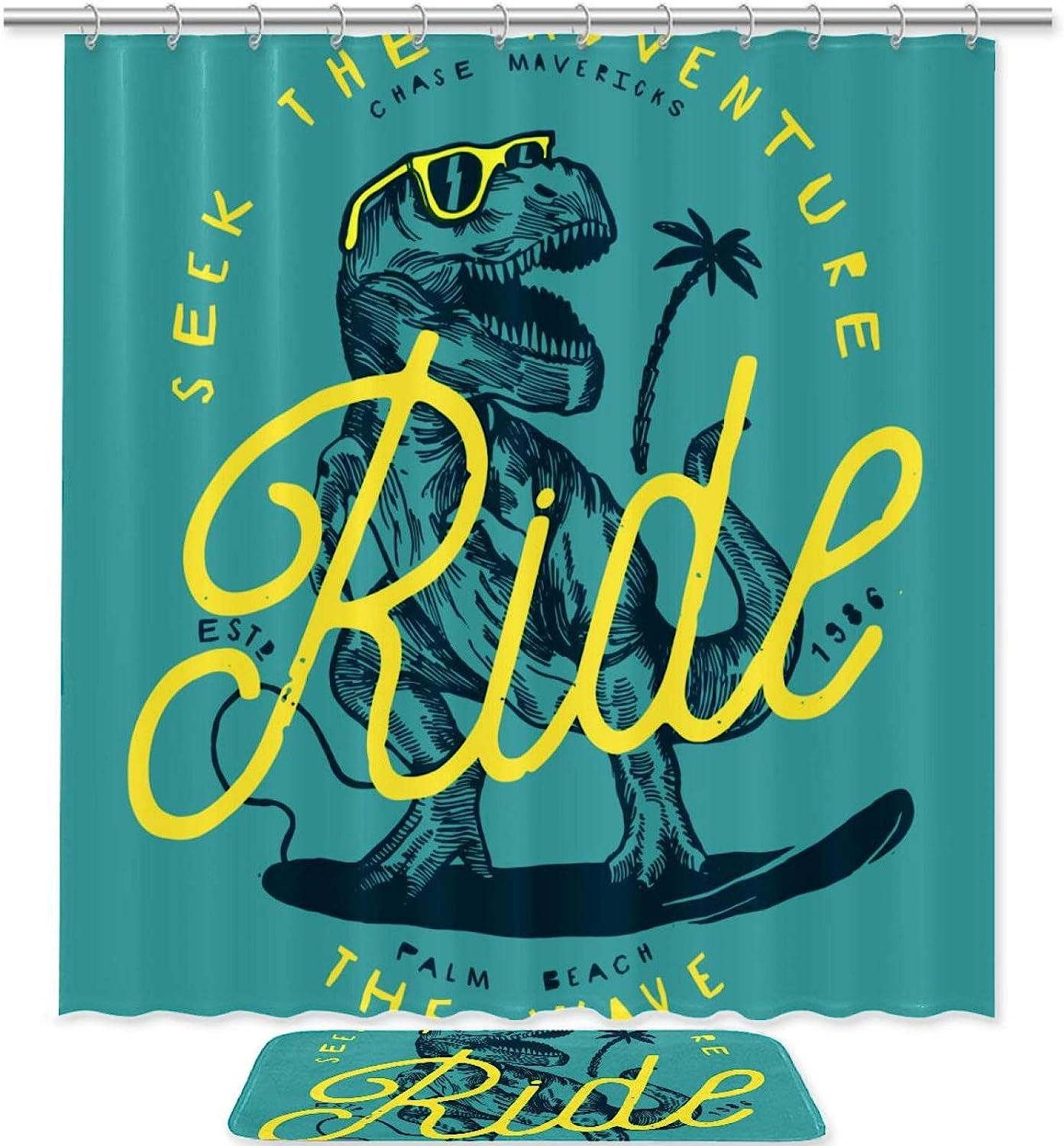 Fun And Colorful Dinosaur Adventure Pattern Shower Curtain