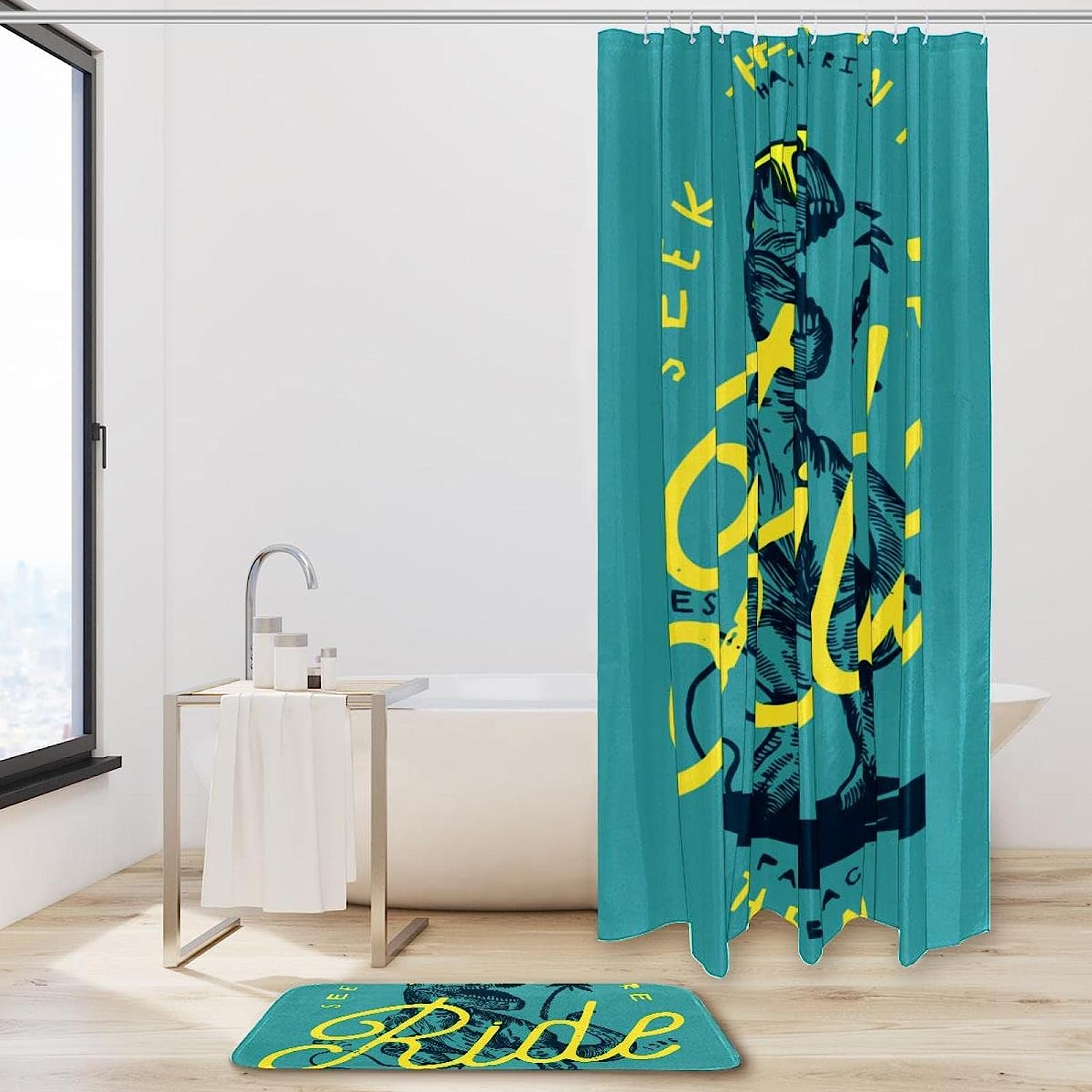 Fun And Colorful Dinosaur Adventure Pattern Shower Curtain - Image 2